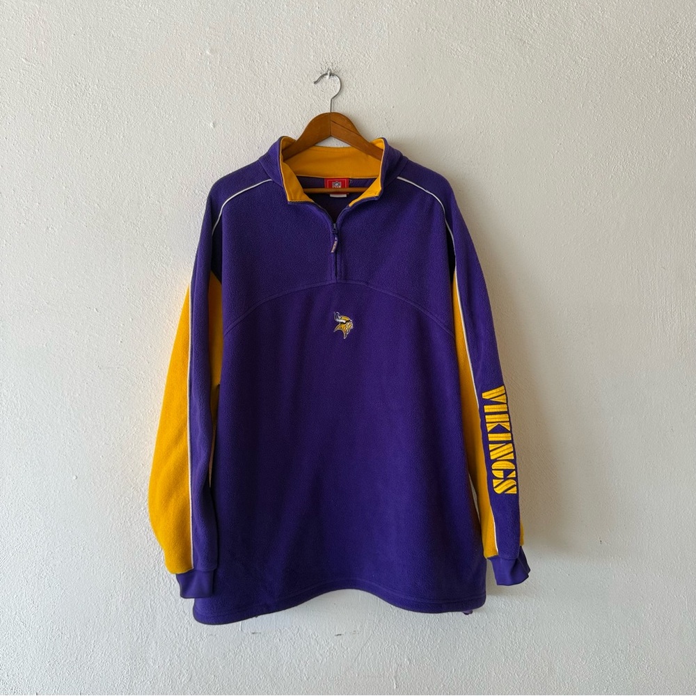 Minnesota Vikings NFL Mens Size 2XL Purple Fleece Quarter Zip Pullover